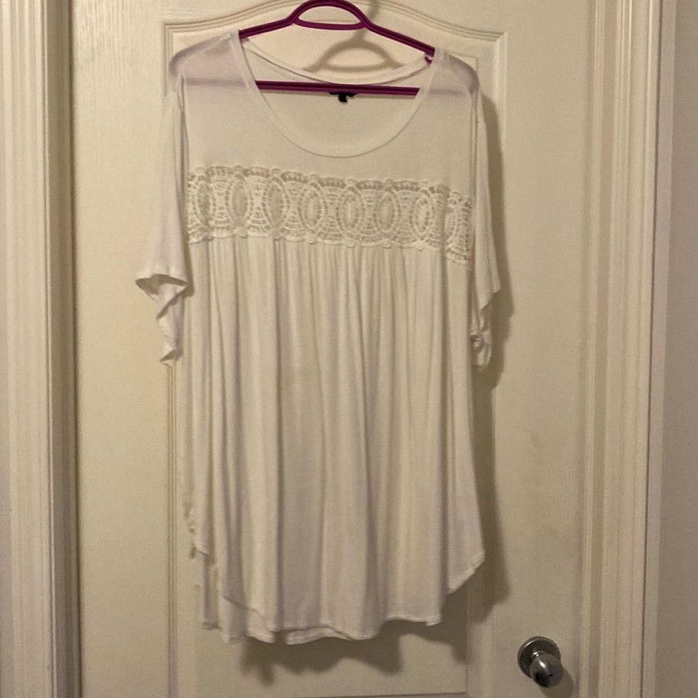 George short sleeve top with lace like front